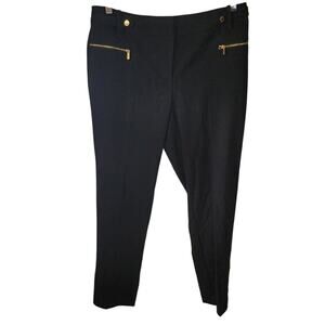 Calvin Klein Black Pants Gold Zippers Buttons Dress Pants Size 10